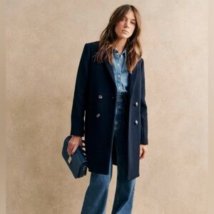 Sezane Johnson Wool Coat - Navy (size 40)